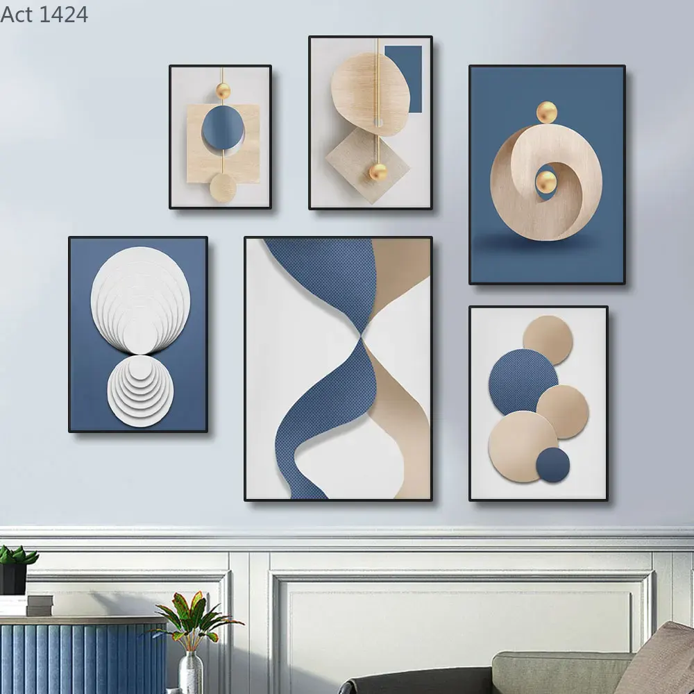 (1pc frameless)Abstract Blue W - Luxury Lifestyle Pictures 评论和价格