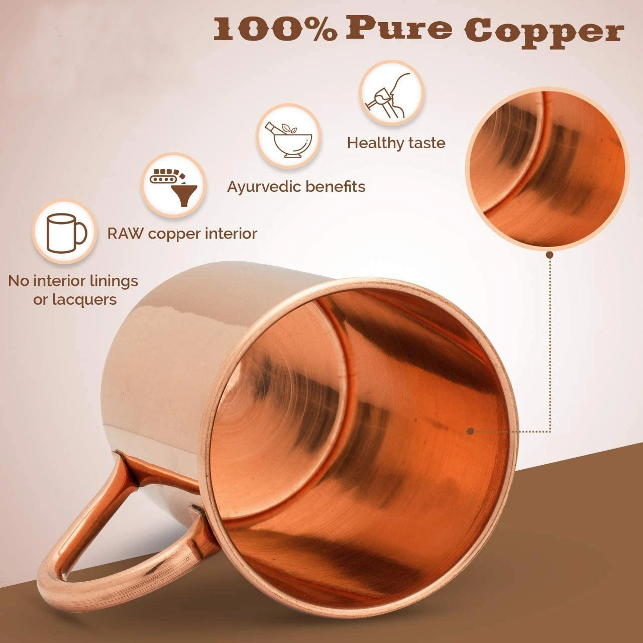 Moscow Mule PURE Copper Mugs-C - Copper Cocktail Mug 评论和价格