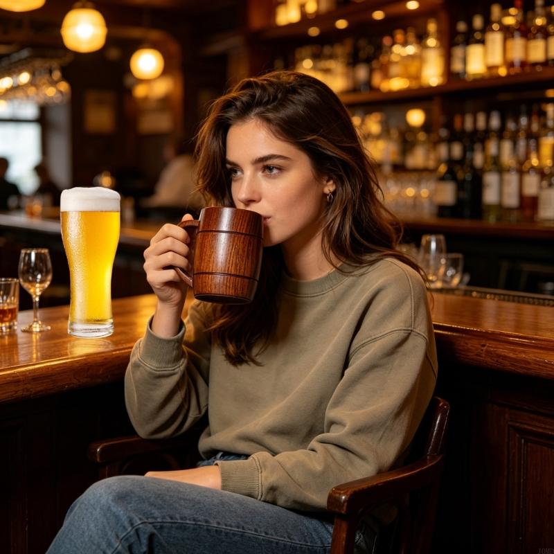 Elegant Wooden Beer Mug 270ml  - Copper Cocktail Mug 评论和价格